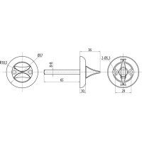 Поворотная кнопка DOORLOCK DL TK07/8/65 CP полированный хром, для задвижек, шпиндель 8x65 мм 73361