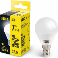 Лампа IEK LED G45 шар 7 Вт 230 В 3000К E14 LLE-G45-7-230-30-E14