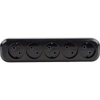 Розеточная колодка TDM ELECTRIC 5 гнезд 2П б/з 10А 250В черная SQ1806-0134