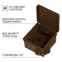 Коробка распределительная TDM ELECTRIC 80х80х50мм, крышка, ЭКО Венге, IP54, 7 входов SQ1401-0612
