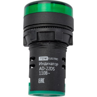 Лампа TDM ELECTRIC AD-22DS LED матрица d22мм зеленый 110В AC/DC SQ0702-0031