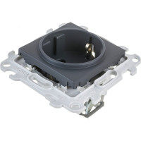 Розетка Simon 2К+З Schuko со шторками, графит 2450432-038