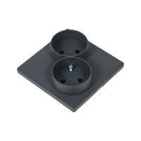Розетка Simon 2х2К без защитных шторок, графит 2450457-038