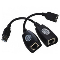 Адаптер-удлинитель VCOM USB-AM/AF - RJ45, по витой паре, до 45m CU824