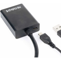 Переходник Cablexpert VGA-HDMI, 15F/9M, длина 15см, аудиовыход Jack 3,5, питание от USB A-VGA-HDMI-01