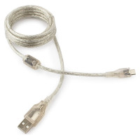 Кабель Cablexpert USB 2.0 Pro, AM/microBM, 1.8м, экран прозрачный CCP-mUSB2-AMBM-6-TR