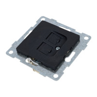 Механизм компьютерной розетки GUSI ELECTRIC Bravo RJ45, двойной, СУ, графит С10К2-010