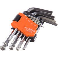 Набор имбусовых ключей HARDEN HEX, 1.5–10 мм, CRV, 9 шт, c шаром 540603