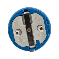 Кабельная вилка PCE 16A 220V 2P+E IP54 корпус синий, маркер черный 0511-bs