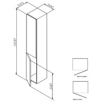 Шкаф-колонна AM.PM GEM подвесной, левый, 30 см, двери, push-to-open M90CHL0306WG
