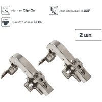 Петля clip-on с доводчиком 105 град. для угла 90 град. Д110 Ш65 В3 никель 2 шт. Lemax PROF 2pcs-M401-90(L)