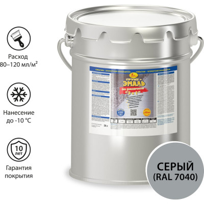 Грунт-эмаль по ржавчине 3в1 Новбытхим серая, RAL 7040 20 л 2915