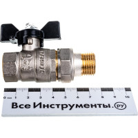 Кран шаровой латунный LD Pride, вн.резьба/"американка", ручка-бабочка, 1/2" 47.15.В-ГШ.Б LD 47.316.15