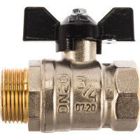 Кран шаровой латунный LD Pride, вн./нар.резьба, ручка-бабочка, 3/4" 47.20.B-Н.Б LD 47.312.20