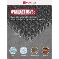 Коврик 60х90 см VORTEX ТРАВКА на противоскользящей основе серый 24107