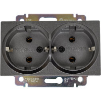 Двойная розетка WERKEL с заземлением графит рифленый W1172004 a050745