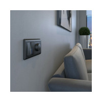 Двухклавишный выключатель Werkel W1120104 с подсветкой (графит рифленый) a050747