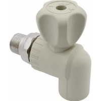 Шаровый кран VALFEX PP-R белый, 20х1/2 дюйма НР, угловой для радиатора 10148020 007-7677