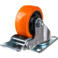 Колесо большегрузное полиуретановое поворотное с тормозом PVC Medium 75 мм MFK-TORG 4024075 PVC