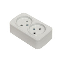 2-местная розетка EKF Минск ОП 10А без заземления, белая, Basic EGR10-102-10