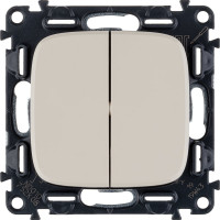 Переключатель двухклавишный Legrand Valena ALLURE  10А 250В с лицевой панелью.Безвинтовые зажимы.Слоновая кость 752808
