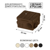 Коробка распределительная TDM ELECTRIC 80х80х50мм, крышка, ЭКО Венге, IP54, 7 входов SQ1401-0612