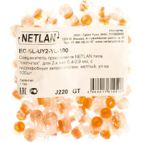 Соединитель проводников типа "скотчлок" для 2-х жил NETLAN желтый, 100шт. EC-SL-UY2-YL-100