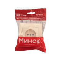 1-местная розетка EKF Минск СП без заземления, 10 А, с защитными шторками, бежевый ERR10-022-200