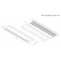 Патч-панель Hyperline, PP3-19-24-8P8C-C5E-SH-110D, 19", 1U, 24 порта RJ-45, полное экранирование, категория 5e, Dual IDC, ROHS, цвет черный, 246037