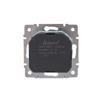 Розетка Lezard KARINA с заземлением + USB разъём, чёрный бархат 707-4288-181
