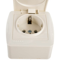 Розетка Lezard DEMET, с заземлением, с крышкой, кремовый 711-0300-123