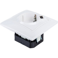 Розетка Lezard MIRA с заземлением + USB разъём, белый 701-0202-181