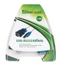 Кабель-переходник AOpen/Qust USB Am - RS-232 DB9M, винты добавляет в систему COM порт ACU804