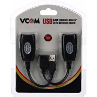 Адаптер-удлинитель VCOM USB-AM/AF - RJ45, по витой паре, до 45m CU824