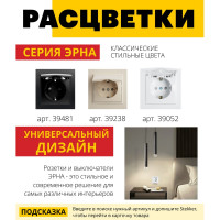Розетка STEKKER 1-местная с/з с крышкой, 220В, 16А с защитной шторкой, серия Эрна, белая 39052