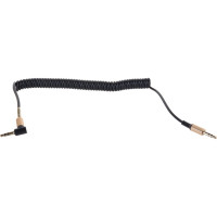 Спиральный аудио кабель Cablexpert Jack 3.5(M)/Jack 3.5(M), угловой, 1.8м, черный, коробка CCAB-02-35MMLC-1.8MB