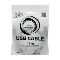 Кабель USB 2.0 Pro Cablexpert, AM/BM, 1.8м, экран, серый CCP-USB2-AMBM-6G