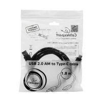 Кабель USB Cablexpert, USB2.0 AM/USB Type-C, 1.8м, пакет CCP-USB2-AMCM-6