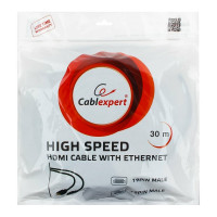 Кабель Cablexpert HDMI, 19M/19M, v2.0, медь, позол.контакты, экран, усилитель, 30м, черный, пакет, CC-HDMI4-30M