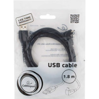 Кабель Cablexpert Pro USB 2.0 AM/micro-BM 5P, 1,8м, угловой, экран, черный CCP-mUSB2-AMBM90-6
