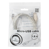 Кабель Cablexpert USB 2.0 Pro, AM/microBM, 1.8м, экран прозрачный CCP-mUSB2-AMBM-6-TR