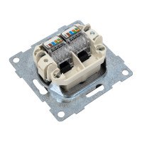 Механизм компьютерной розетки GUSI ELECTRIC Bravo RJ45, двойной, СУ, графит С10К2-010