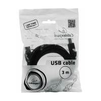 Кабель USB 2.0 Pro Cablexpert, AM/BM, 3м, экранировка, ферритовые кольца, пакет, черный CCF-USB2-AMBM-10