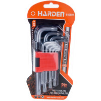 Набор имбусовых ключей HARDEN TORX, CRV, 9шт: T10,T15,T20,T25,T27,T30,T40,T45,T50 540601