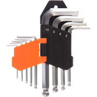 Набор имбусовых ключей HARDEN HEX, 1.5–10 мм, CRV, 9 шт, c шаром 540603