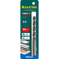 Сверло по металлу COBALT HSS-Co 8% сталь М42 (8х117 мм) Kraftool 29656-8
