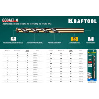 Сверло по металлу COBALT HSS-Co 8% сталь М42 (9х125 мм) Kraftool 29656-9