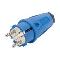 Кабельная вилка PCE 16A 220V 2P+E IP54 корпус синий, маркер черный 0511-bs