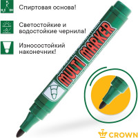 Перманентный маркер Munhwa Crown Multi Marker зеленый, пулевидный, 3мм CPM-800