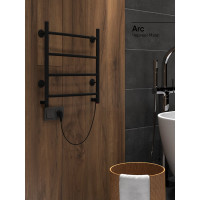 Полотенцесушитель INDIGO Arc electro 50/50 (скр.монтаж, унив.подкл.R/L, черный муар) LCAE50-50BRR